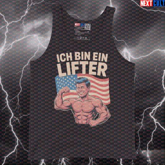 Ich Bin Ein Lifter Funny Gym Tank Top - Patriotic JFK Meme Vest Muscle Shirt For Lifters 4th of July Bodybuilding Fitness Gym JFK Powerlifting Workout Next Cult Brand
