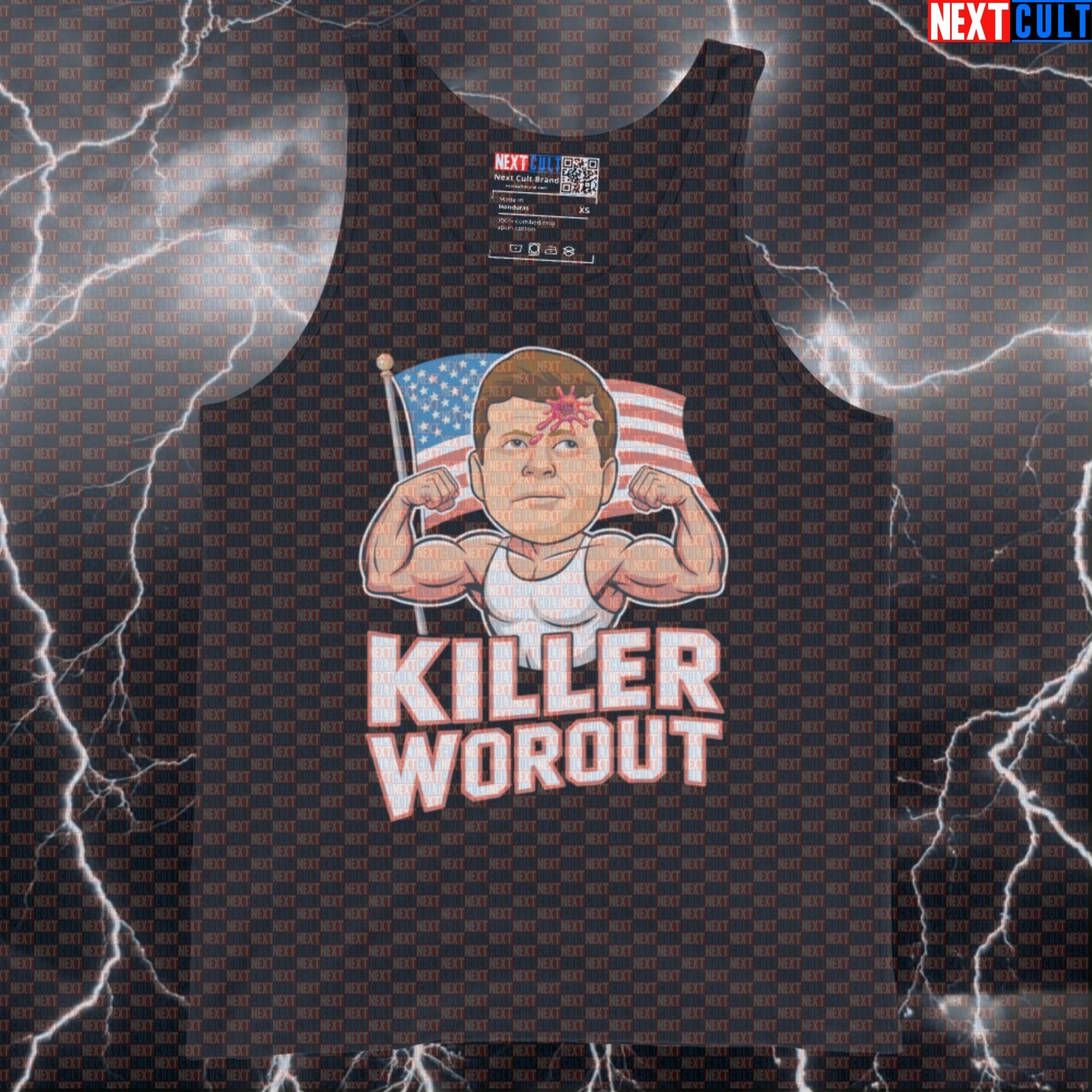 Funny Patriotic Gym Tank Top - Killer Workout JFK Meme Muscle Shirt Vest For 4th of July 4th of July Bodybuilding Fitness Gym Halloween JFK Powerlifting Workout Next Cult Brand