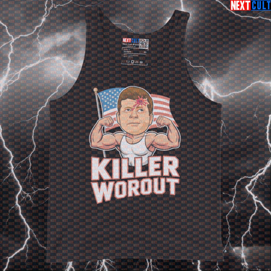 Funny Patriotic Gym Tank Top - Killer Workout JFK Meme Muscle Shirt Vest For 4th of July 4th of July Bodybuilding Fitness Gym Halloween JFK Powerlifting Workout Next Cult Brand