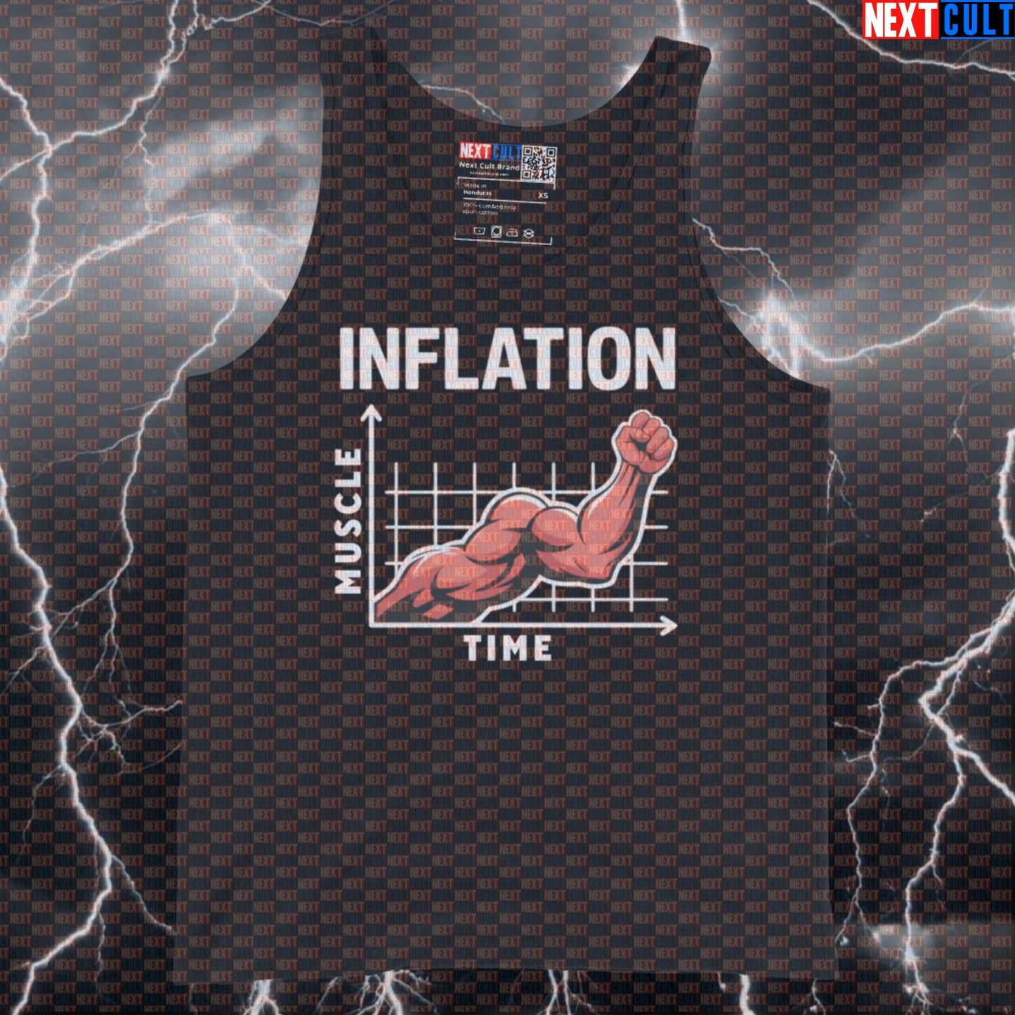 Funny Gym Tank Top - Muscle Inflation Graph Meme Vest | Gym Economics Muscle Shirt for Lifters Tank Tops 4th of July Bodybuilding Fitness Gym Workout Next Cult Brand