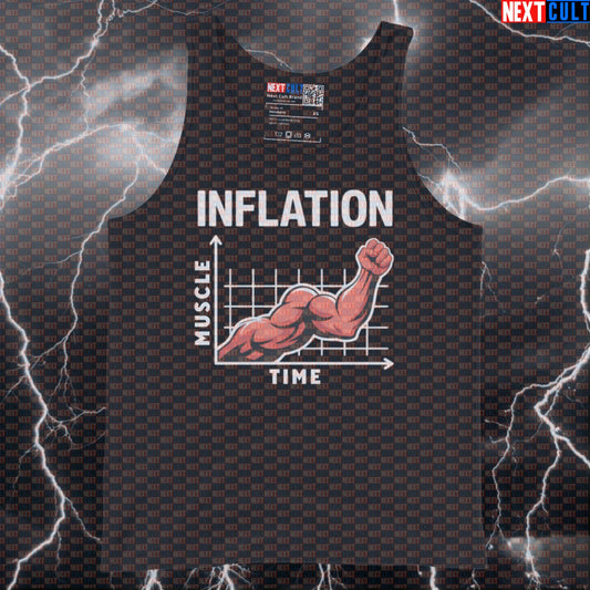 Funny Gym Tank Top - Muscle Inflation Graph Meme Vest | Gym Economics Muscle Shirt for Lifters Tank Tops Next Cult Brand