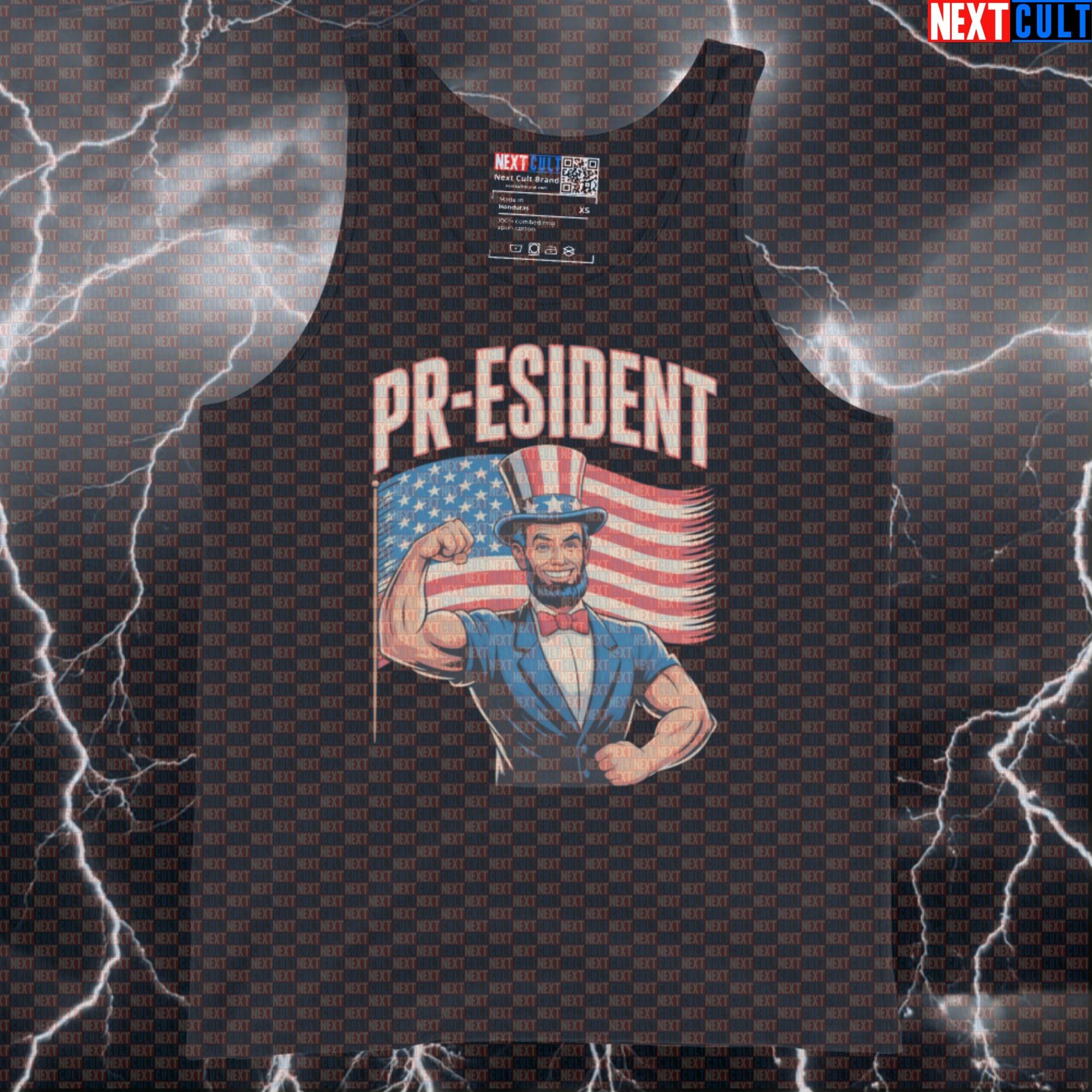 Funny Patriotic Gym Tank Top - Abraham Lincoln PRs Muscle Shirt Vest for 4th of July Gains 4th of July Abraham Lincoln Bodybuilding Fitness Gym Powerlifting Workout Next Cult Brand