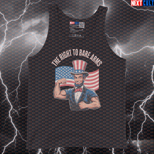 Funny Patriotic Gym Tank Top - Abraham Lincoln Right To Bare Arms Vest | USA Muscle Shirt Tank Tops Next Cult Brand