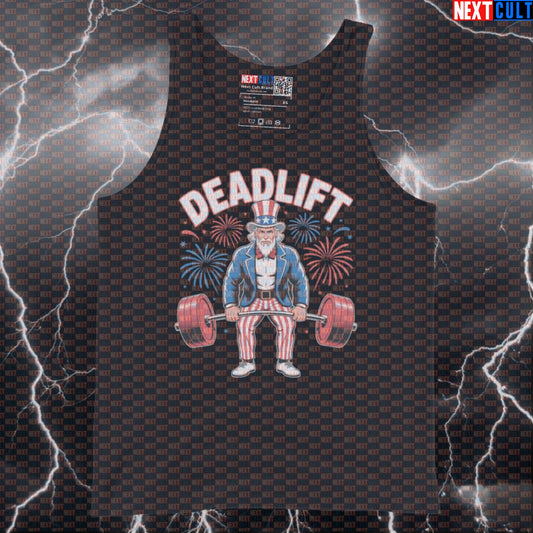 Uncle Sam Deadlift Patriotic Funny Gym Tank Top - 4th of July Workout Vest Muscle Shirt 4th of July Bodybuilding Fitness Gym Leg Day Powerlifting Uncle Sam Workout Next Cult Brand