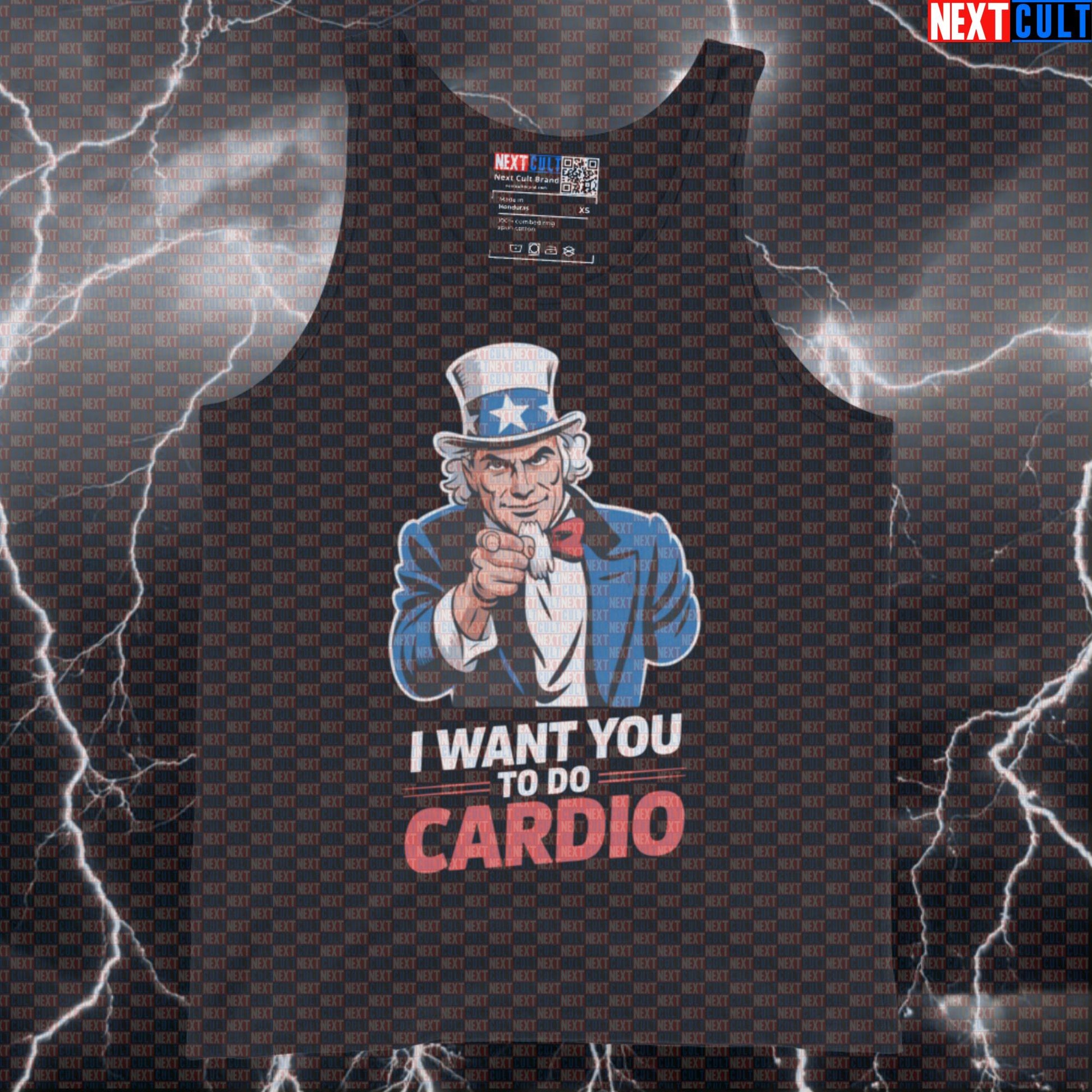 Funny Uncle Sam Gym Tank Top - I Want You To Do Cardio Patriotic Workout Vest Muscle Shirt 4th of July Cardio Fitness Gym Uncle Sam Workout Next Cult Brand