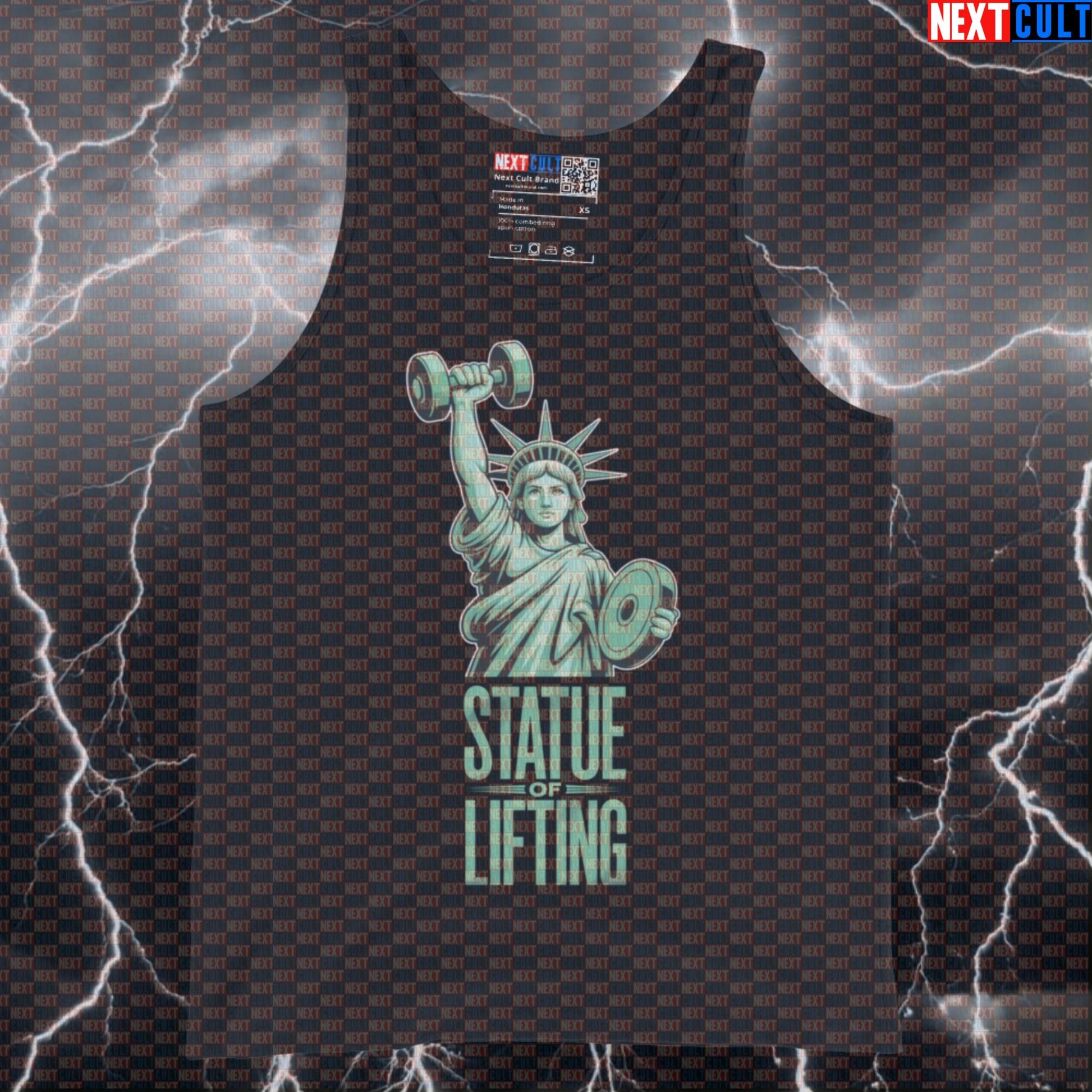 Funny Patriotic Gym Tank Top - Statue of Lifting 4th of July Vest Muscle Shirt 4th of July Bodybuilding Fitness Gym Statue of Liberty Workout Next Cult Brand