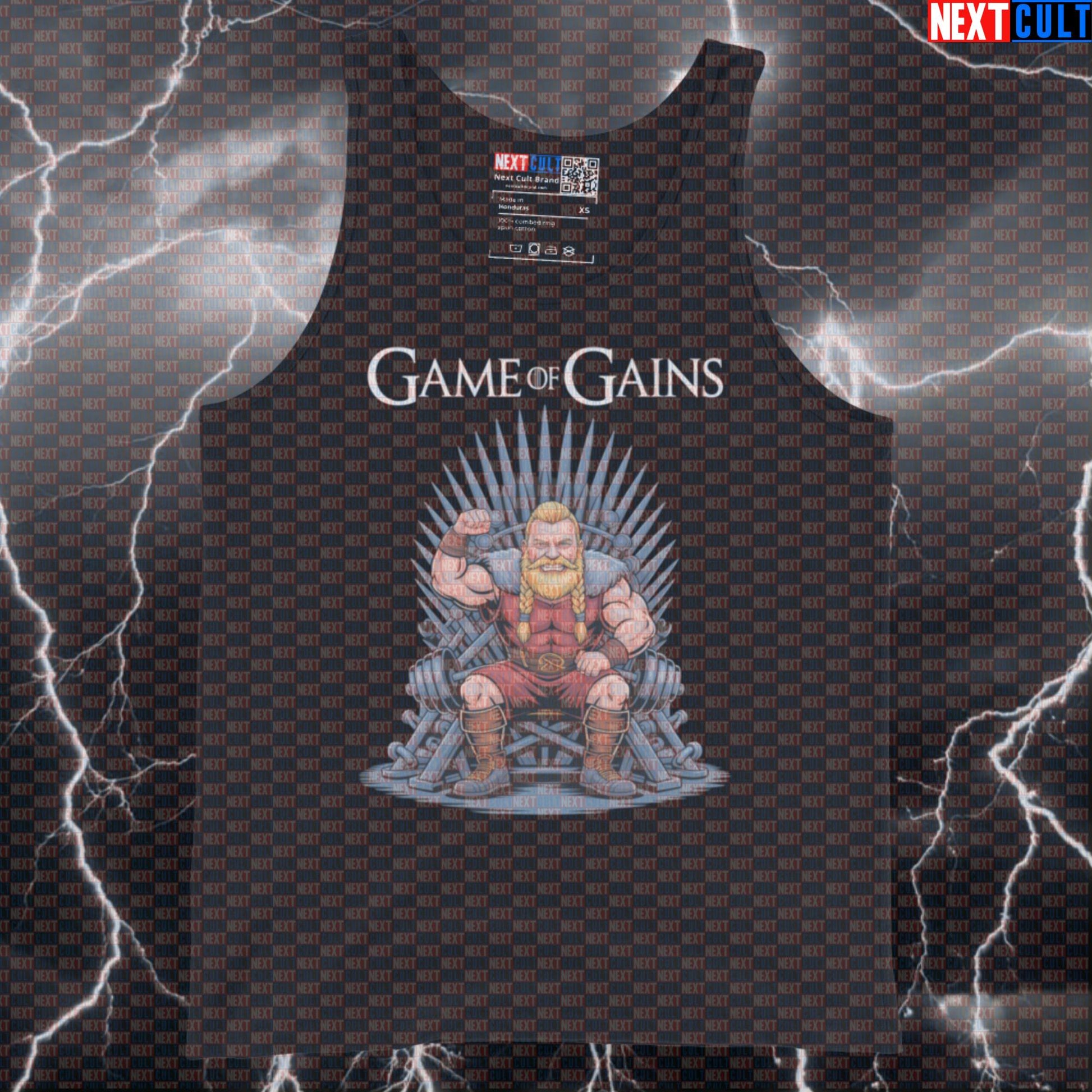 Funny Viking Game Of Gains Gym Tank Top - Norse Fitness Meme Vest Muscle Shirt Bodybuilding Fitness Game of Thrones Gym Vikings Workout Next Cult Brand