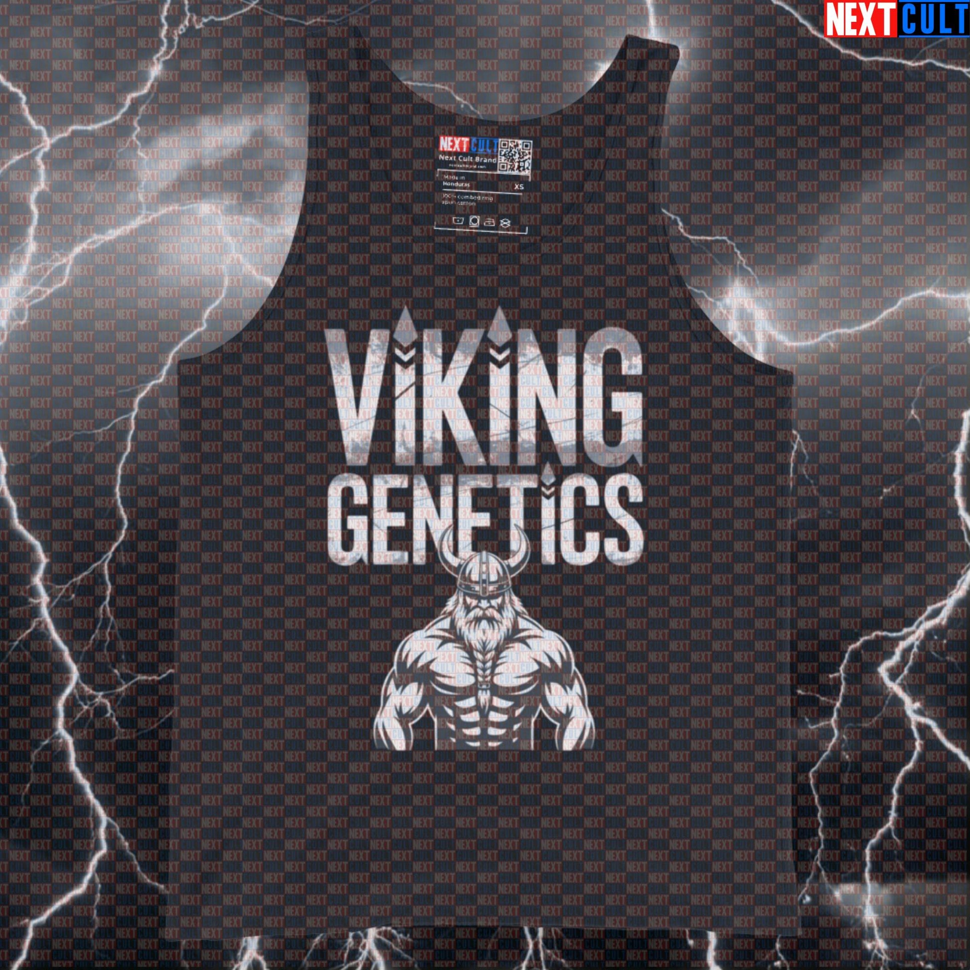 Viking Genetics Funny Viking Gym Tank Top - Norse Fitness Meme Vest Muscle Shirt for Gymbros Bodybuilding Fitness Gym Vikings Workout Next Cult Brand