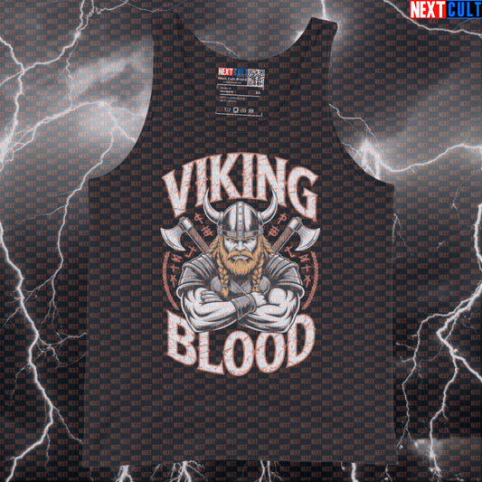 Viking Blood Funny Gym Tank Top - Norse Warrior Vest Muscle Shirt For Athletic Lifters Bodybuilding Fitness Gym Vikings Workout Next Cult Brand