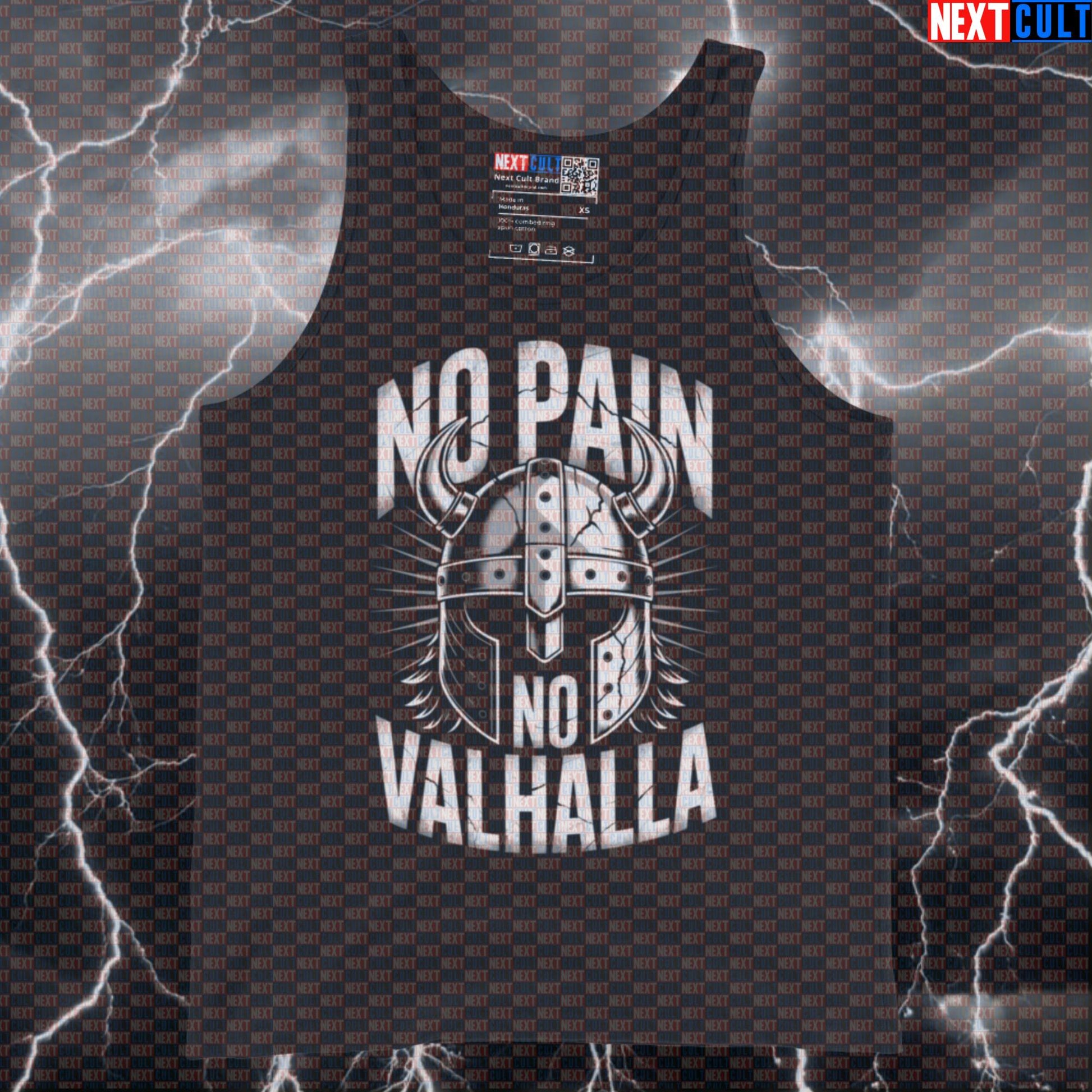 No Pain No Valhalla Funny Gym Tank Top - Viking Workout Vest Norse Muscle Shirt For Lifters Bodybuilding Fitness Gym Vikings Workout Next Cult Brand