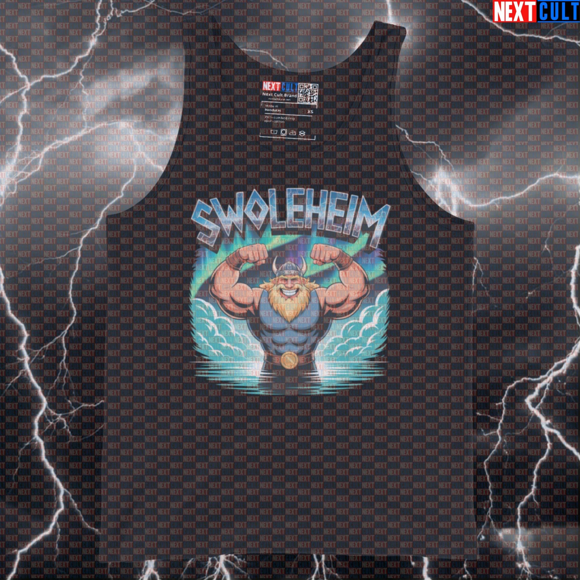 Swoleheim Viking Funny Gym Tank Top - Norse Workout Vest Muscle Shirt for Lifters Bodybuilding Fitness Gym Vikings Workout Next Cult Brand