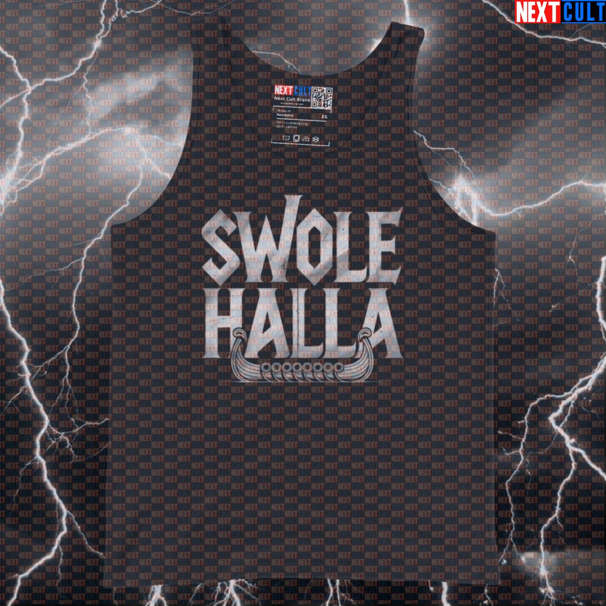 Swolehalla Funny Gym Tank Top - Viking Norse Workout Meme Vest Muscle Shirt Bodybuilding Fitness Gym Vikings Workout Next Cult Brand