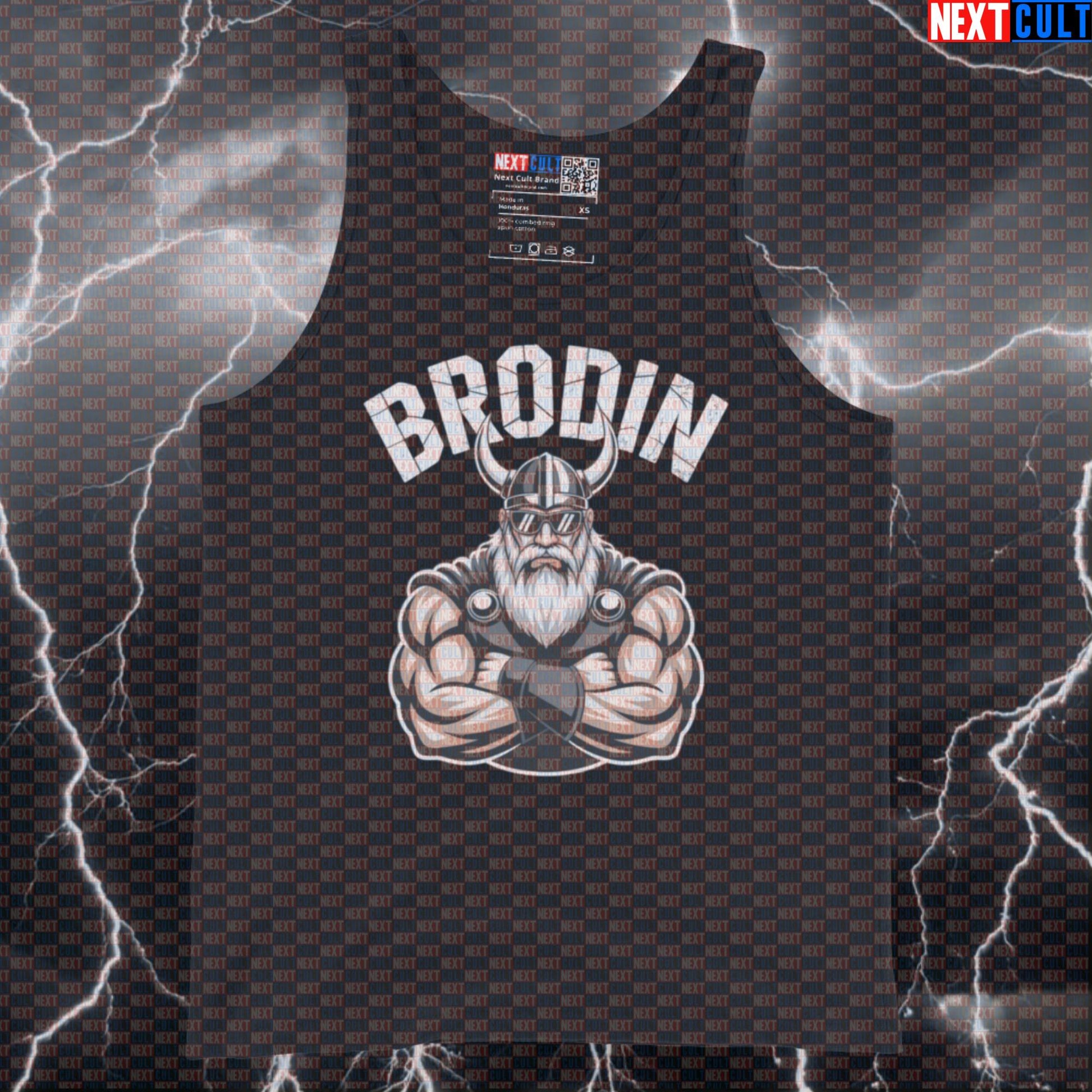 Funny Viking Brodin Gym Tank Top - Norse Gains Vest Muscle Shirt for Serious Lifters Tank Tops Bodybuilding Fitness Gym Vikings Workout Next Cult Brand