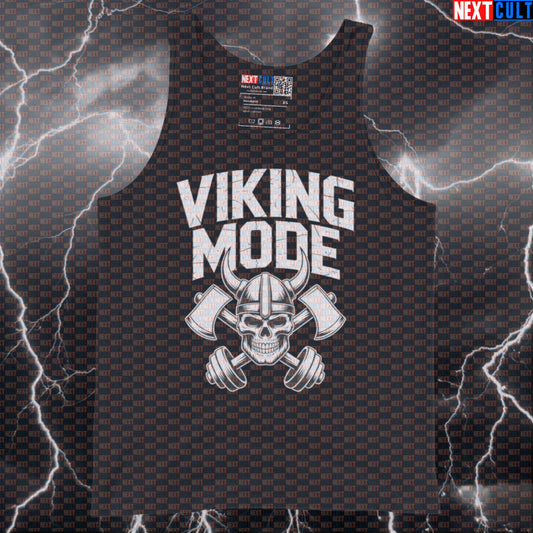 Viking Mode Funny Gym Tank Top - Norse Workout Vest, Muscle Shirt for Lifters & Gymbros Bodybuilding Fitness Gym Powerlifting Vikings Workout Next Cult Brand