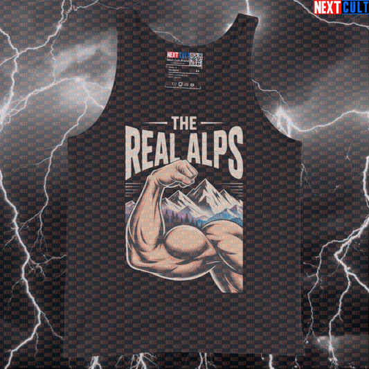 The Real Alps Muscle Mountain Funny Gym Tank Top - Muscle Peak Vest Athletic Shirt Tank Tops Next Cult Brand