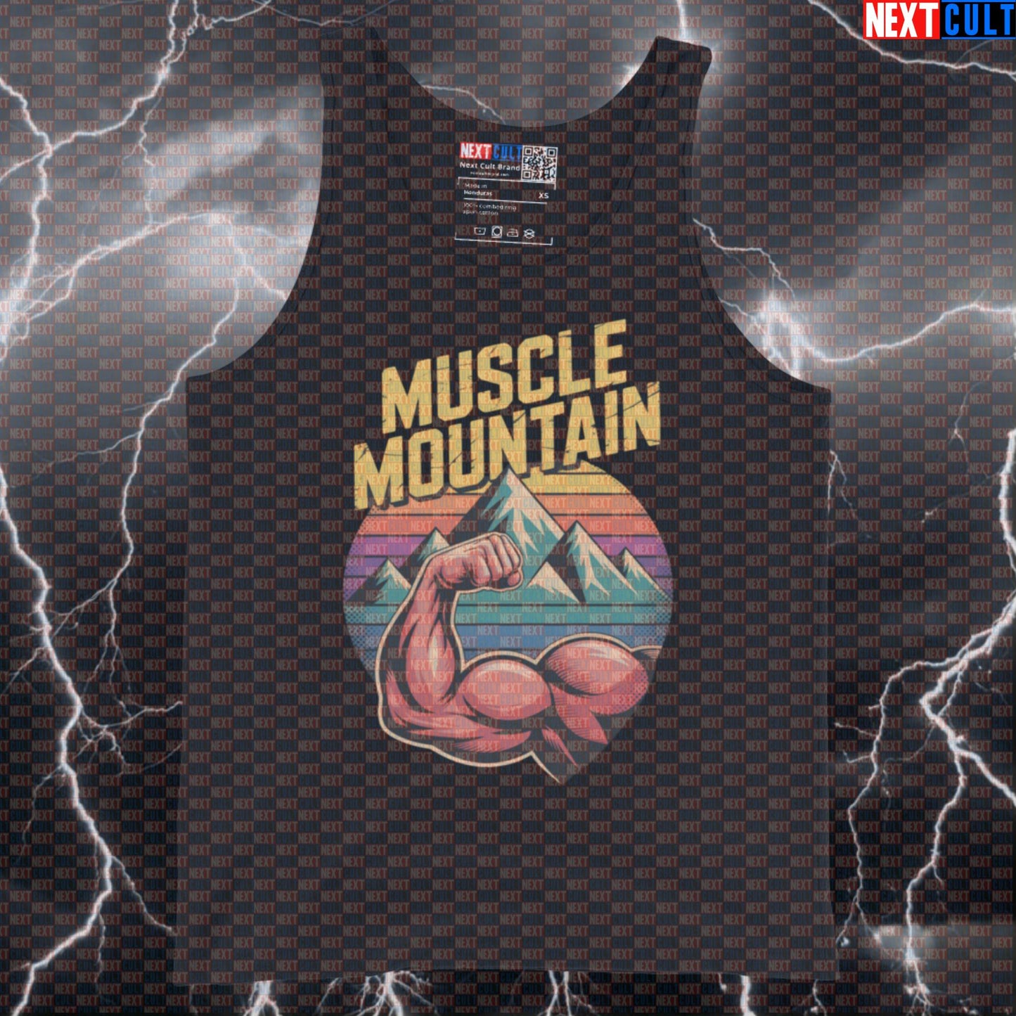 Muscle Mountain Funny Gym Tank Top - Bicep Mountain Meme Vest Muscle Shirt for Athletes Tank Tops Next Cult Brand