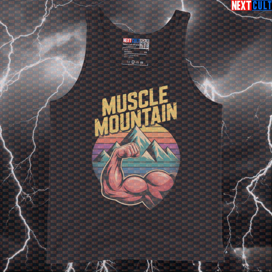 Muscle Mountain Funny Gym Tank Top - Bicep Mountain Meme Vest Muscle Shirt for Athletes Tank Tops Next Cult Brand