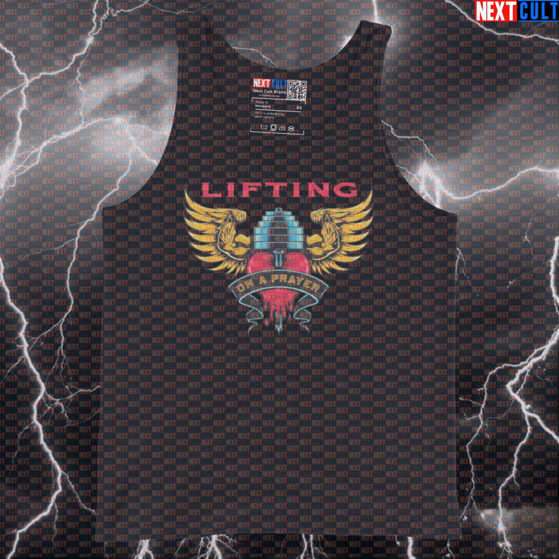 Lifting on a Prayer Funny Gym Tank Top - Bon Jovi Gym Meme Vest Muscle Shirt For Lifters Tank Tops Next Cult Brand