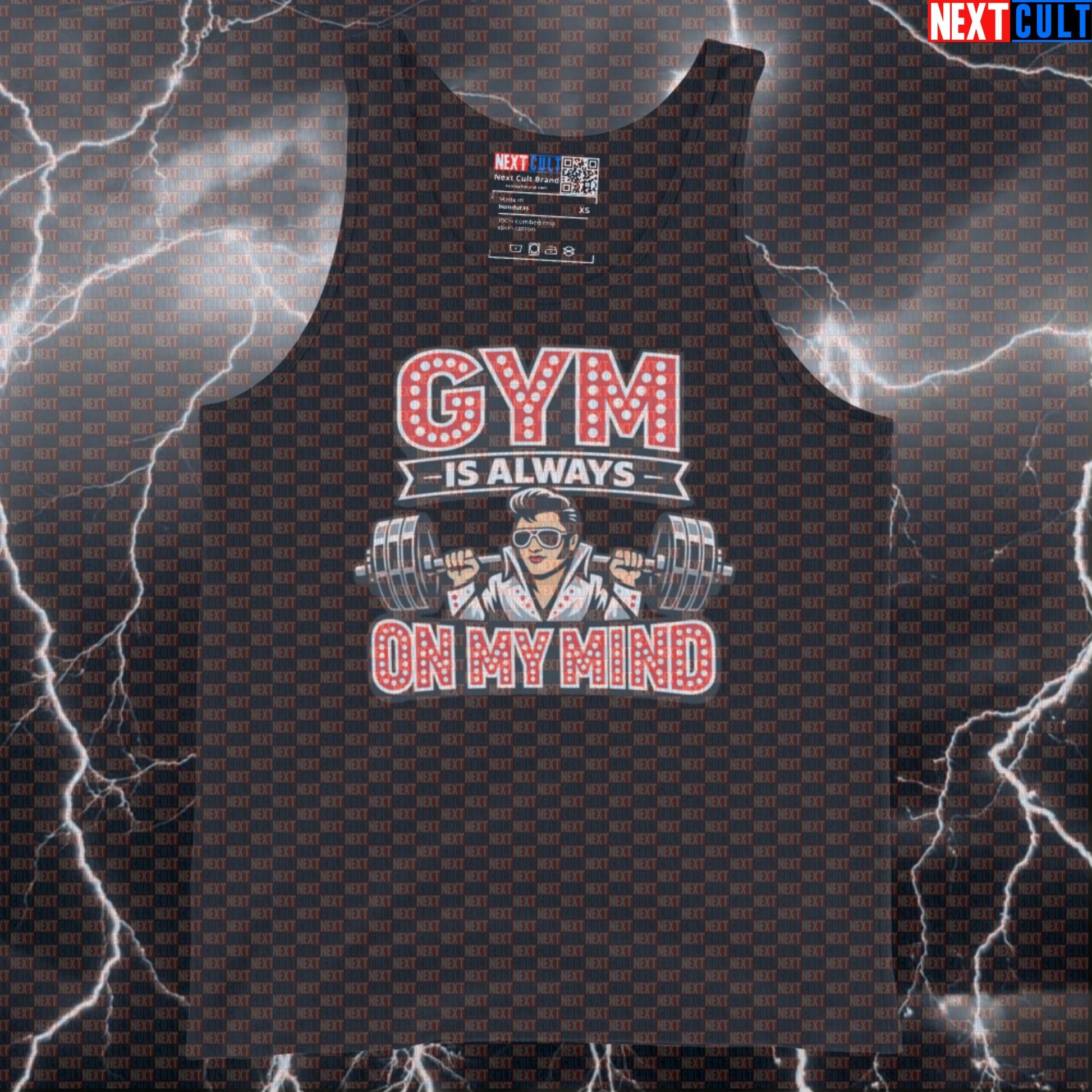 Gym Is Always On My Mind Funny Workout Tank Top | Elvis Presley Bodybuilding Muscle Shirt Tank Tops Bodybuilding Elvis Presley Fitness Gym Rock Music Workout Next Cult Brand