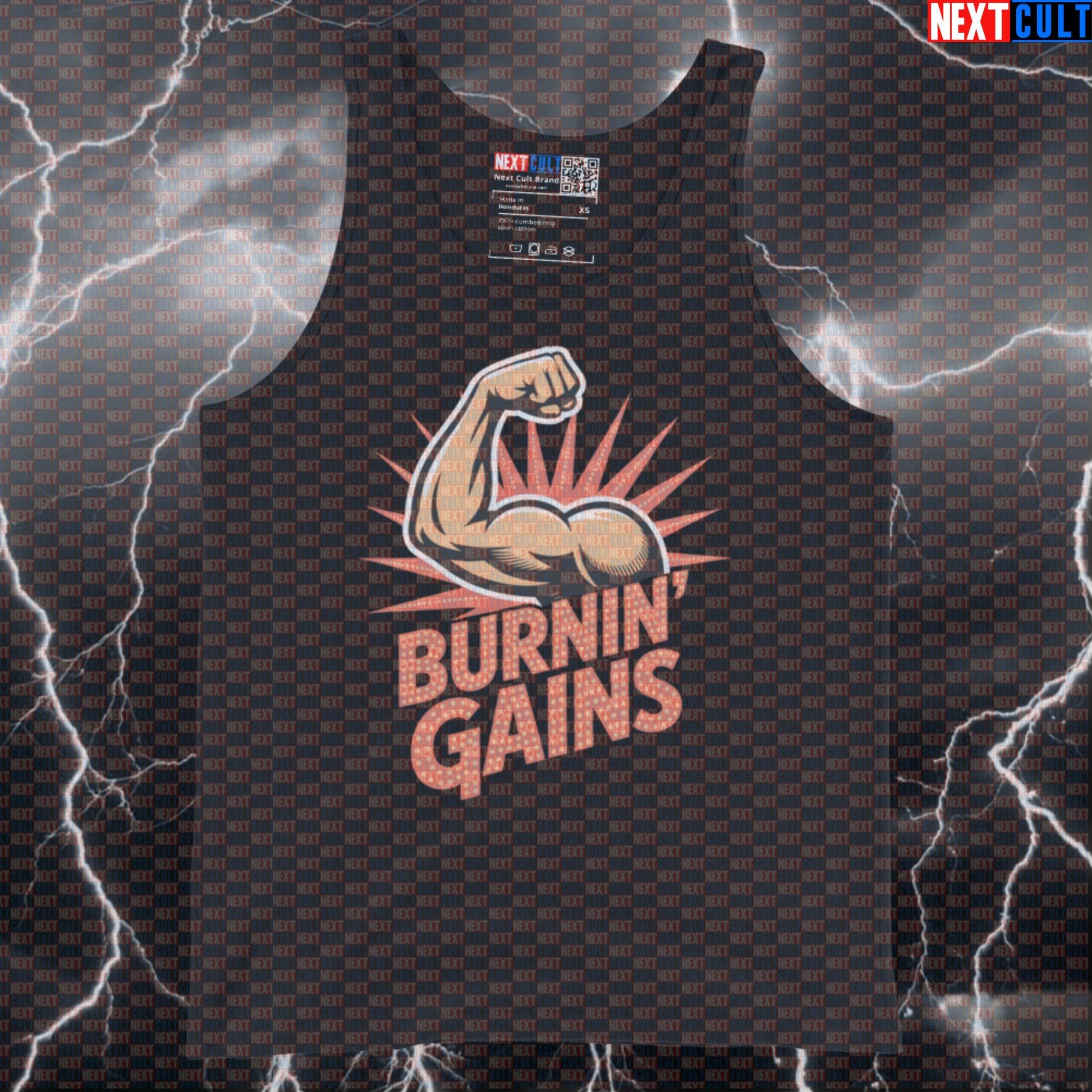 Burnin Gains Funny Gym Tank Top - Elvis Presley Rock & Roll Vest Muscle Shirt Tank Tops Next Cult Brand