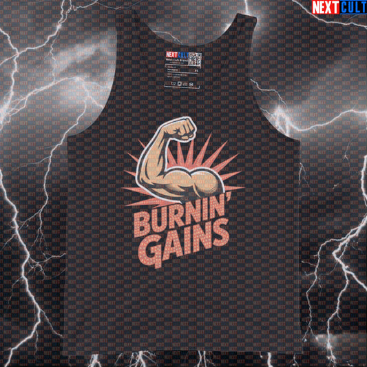 Burnin Gains Funny Gym Tank Top - Elvis Presley Rock & Roll Vest Muscle Shirt Tank Tops Bodybuilding Elvis Presley Fitness Gym Rock Music Workout Next Cult Brand