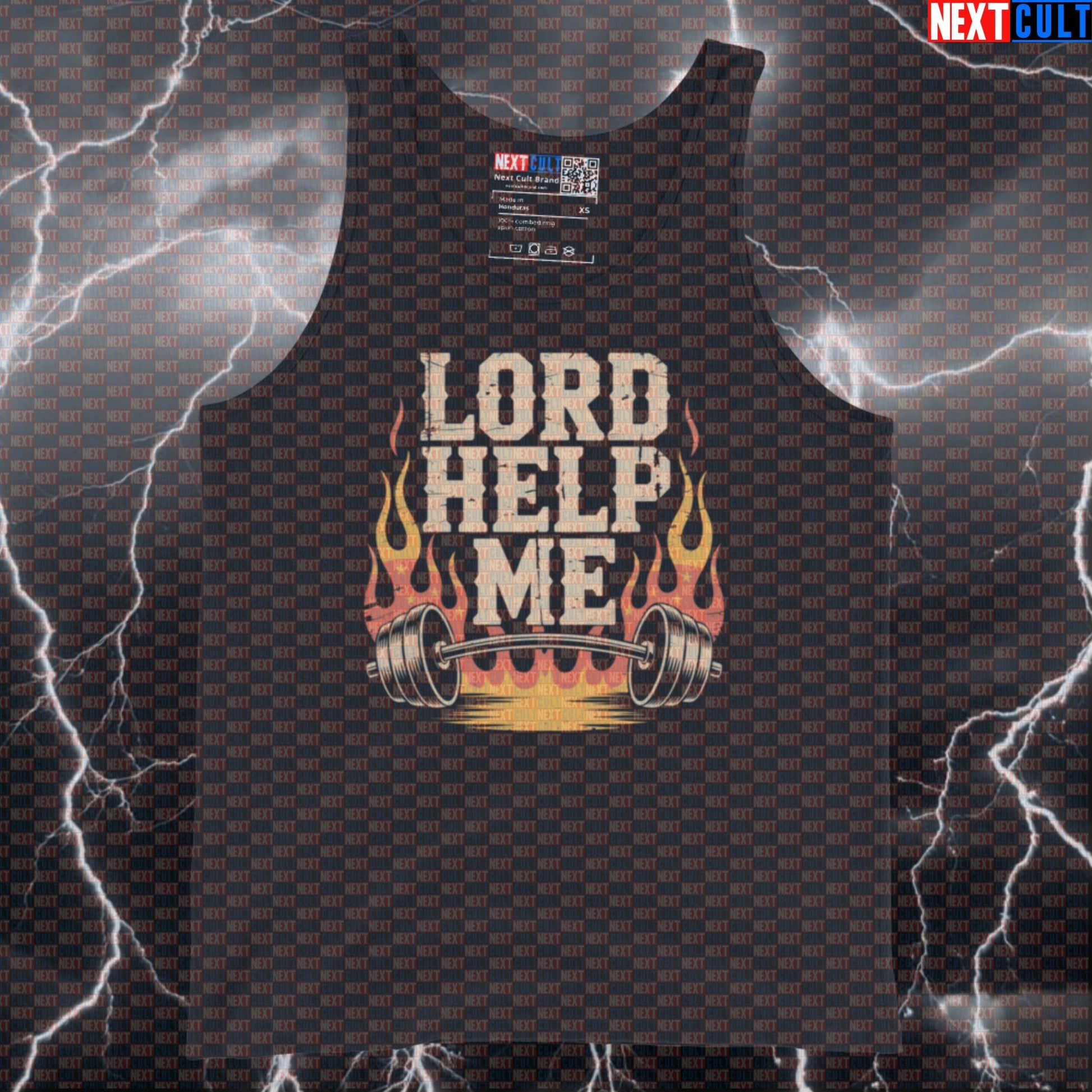 Lord Help Me With This Lift Funny Gym Tank Top - Lynyrd Skynyrd Workout Vest Muscle Shirt Tank Tops Bodybuilding Fitness Gym Lynyrd Skynyrd Powerlifting Rock Music Workout Next Cult Brand