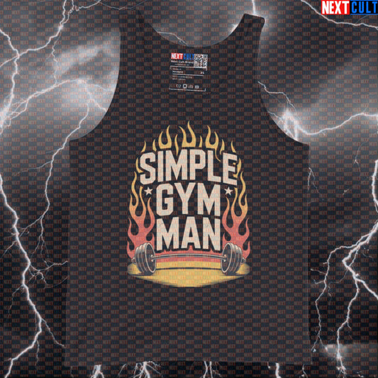 Simple Man Gym Tank Top – Funny Lynyrd Skynyrd Workout Muscle Shirt for Lifters and Rock Fans Tank Tops Bodybuilding Fitness Gym Lynyrd Skynyrd Powerlifting Rock Music Workout Next Cult Brand