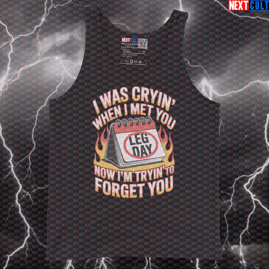 Leg Day Meme Tank Top - Funny Workout Tank & Muscle Shirt for Lifters & Gymbros Tank Tops Aerosmith Bodybuilding Fitness Gym Leg Day Powerlifting Rock Music Workout Next Cult Brand