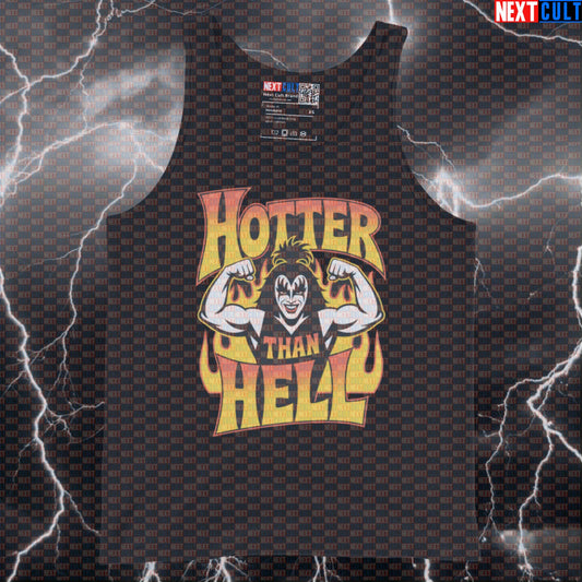 Hotter Than Hell Funny Gym Tank Top - KISS Rock Music Vest Muscle Shirt For Athletes Tank Tops Bodybuilding Fitness Gym KISS Rock Music Workout Next Cult Brand