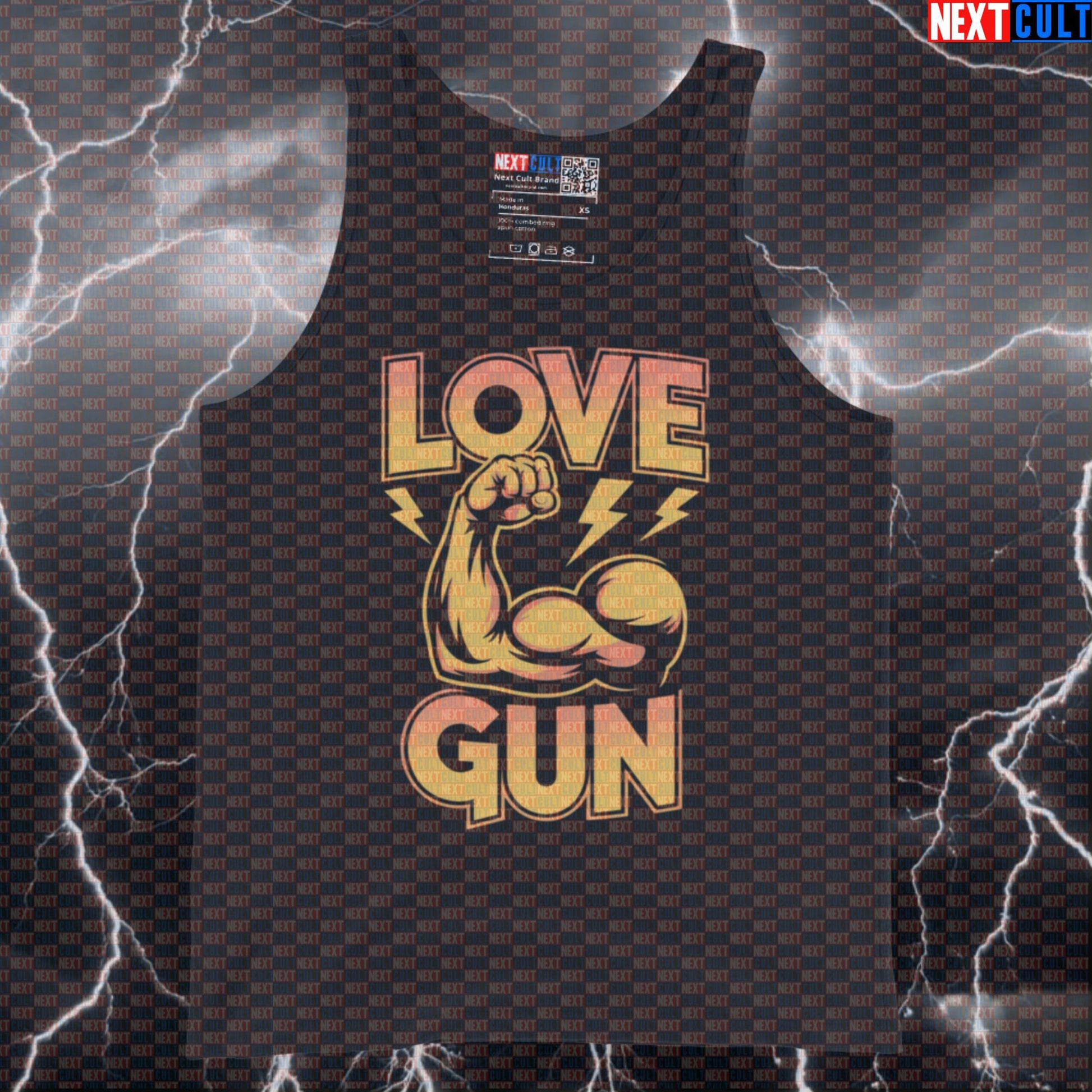 Love Gun Big Biceps Funny Gym Tank Top - KISS Rock Music Vest Muscle Shirt For Lifters Tank Tops Bodybuilding Fitness Gym KISS Rock Music Workout Next Cult Brand