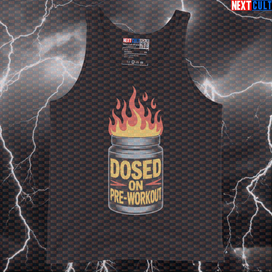 Dosed On Preworkout Funny Gym Tank Top - Red Hot Chili Peppers Meme Vest Muscle Shirt Tank Tops Bodybuilding Fitness Gym Powerlifting Red Hot Chili Peppers Rock Music Workout Next Cult Brand