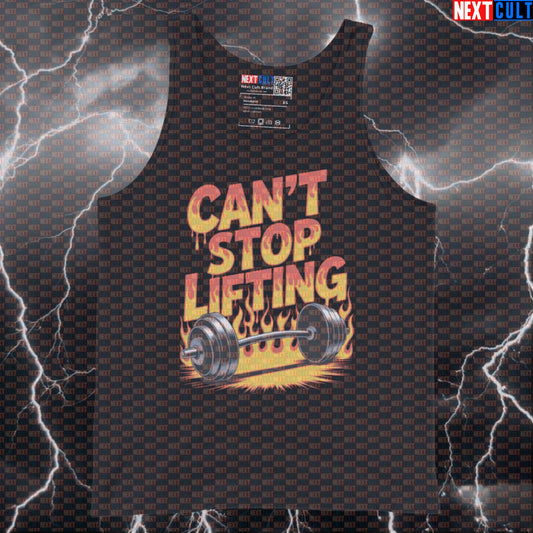 Can't Stop Lifting Funny Gym Tank Top - RHCP Inspired Workout Vest Muscle Shirt for Lifters Tank Tops Bodybuilding Fitness Gym Powerlifting Red Hot Chili Peppers Rock Music Workout Next Cult Brand