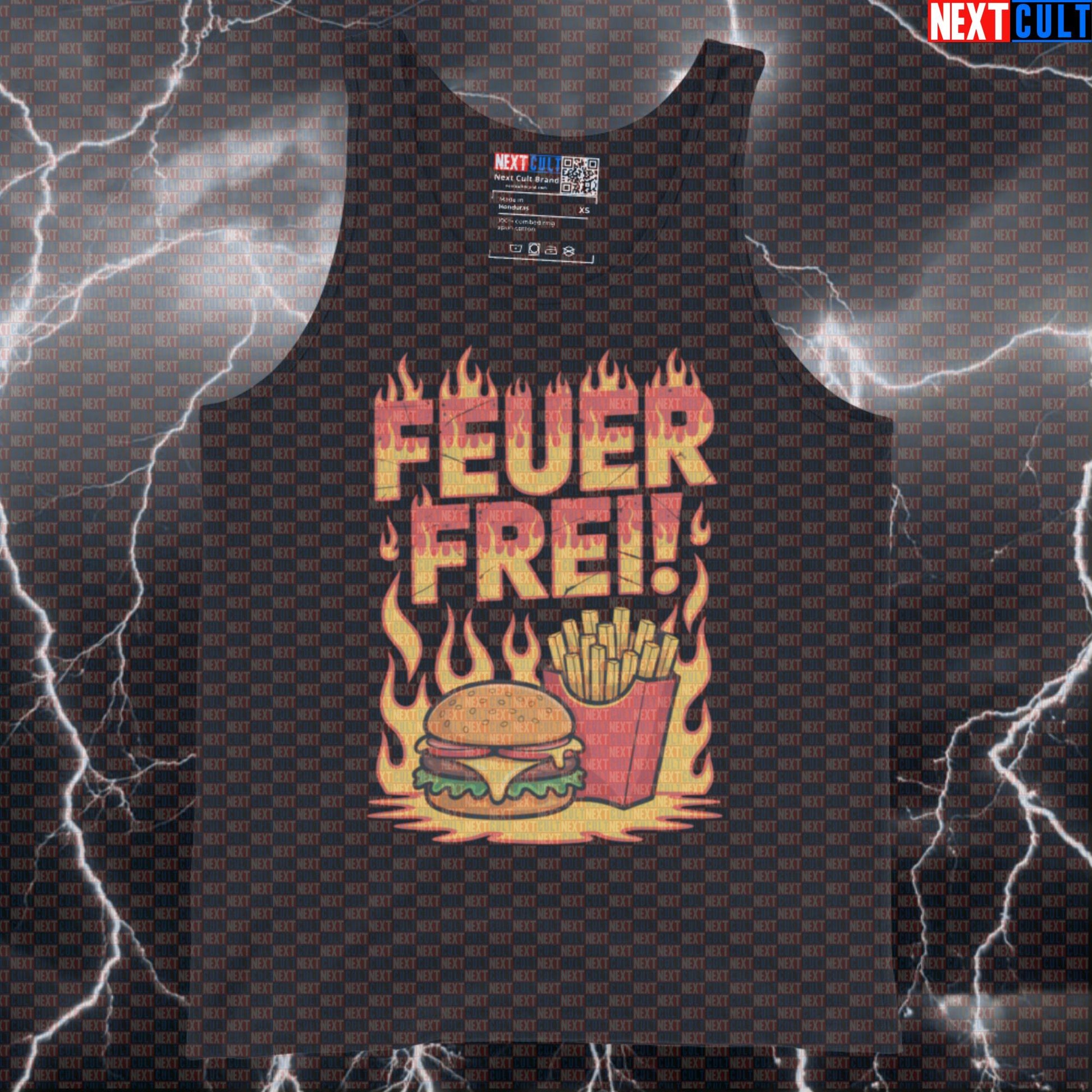 Feur Frei Funny Gym Tank Top - Rammstein Workout Vest Muscle Shirt For Lifters Tank Tops Bodybuilding Bulking Fast Food Fitness Gym Rammstein Rock Music Workout Next Cult Brand