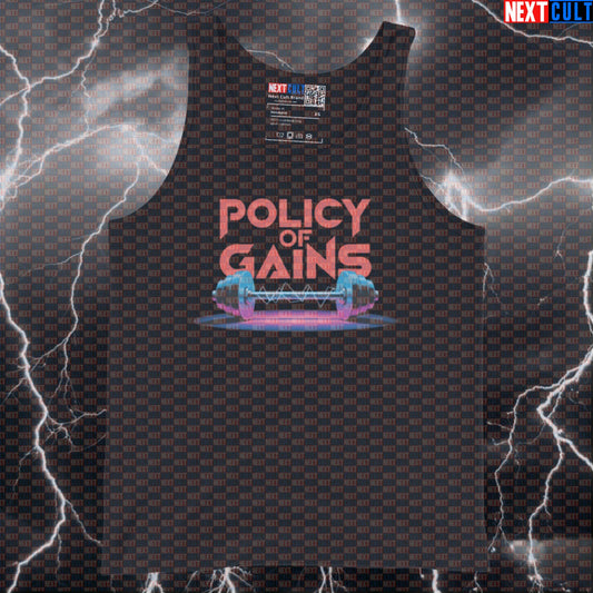 Policy Of Gains Funny Gym Tank Top - Depeche Mode Workout Vest Muscle Shirt For Lifters Tank Tops Bodybuilding Depeche Mode Fitness Gym Rock Music Workout Next Cult Brand