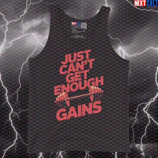 Just Can't Get Enough Gains Funny Gym Tank Top - Depeche Mode Meme Vest Muscle Shirt Tank Tops Bodybuilding Depeche Mode Fitness Gym Powerlifting Rock Music Workout Next Cult Brand