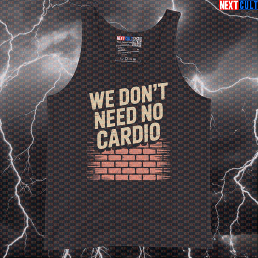 We Don't Need No Cardio Funny Gym Tank Top - Pink Floyd Meme Vest Muscle Shirt Tank Tops Bodybuilding Cardio Fitness Gym Pink Floyd Rock Music Workout Next Cult Brand