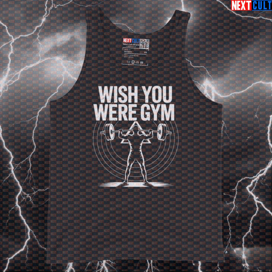 Wish You Were Gym Funny Gym Tank Top - Pink Floyd Meme Vest Muscle Shirt For Lifters Tank Tops Bodybuilding Fitness Gym Pink Floyd Powerlifting Rock Music Workout Next Cult Brand