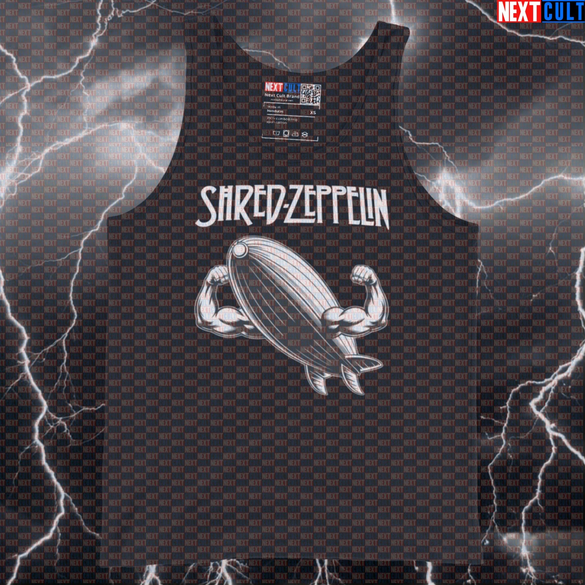 Shred Zeppelin Funny Gym Tank Top - Rock Music Meme Vest Muscle Shirt for Athletes Tank Tops Bodybuilding Fitness Gym Led Zeppelin Rock Music Workout Next Cult Brand