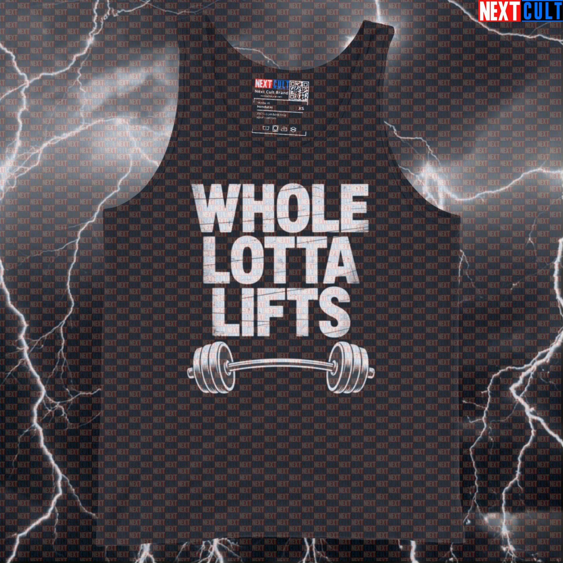 Whole Lotta Lifts Funny Gym Tank Top - Led Zeppelin Rock Music Vest Muscle Shirt Tank Tops Bodybuilding Fitness Gym Led Zeppelin Powerlifting Rock Music Workout Next Cult Brand