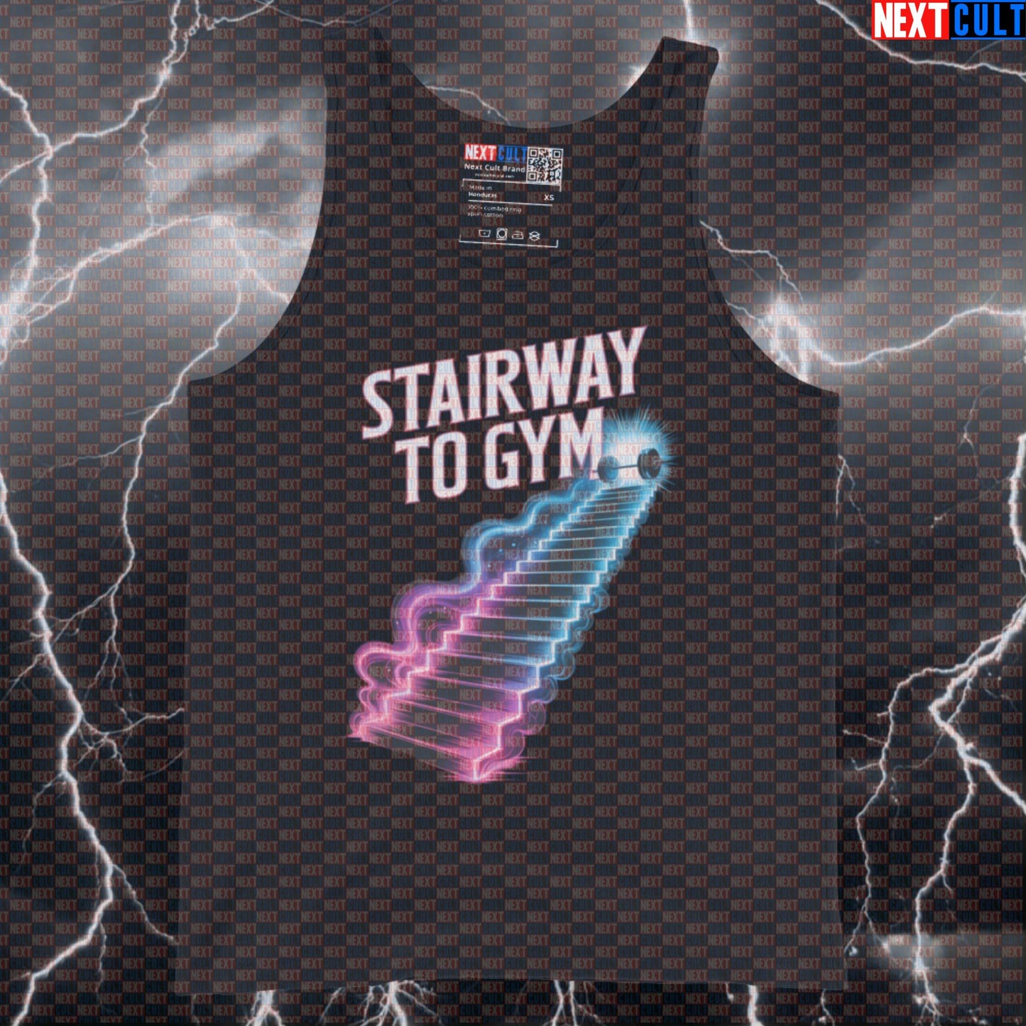 Stairway To Gym Funny Gym Tank Top - Led Zeppelin Workout Vest Muscle Shirt Tank Tops Bodybuilding Fitness Gym Led Zeppelin Powerlifting Rock Music Workout Next Cult Brand