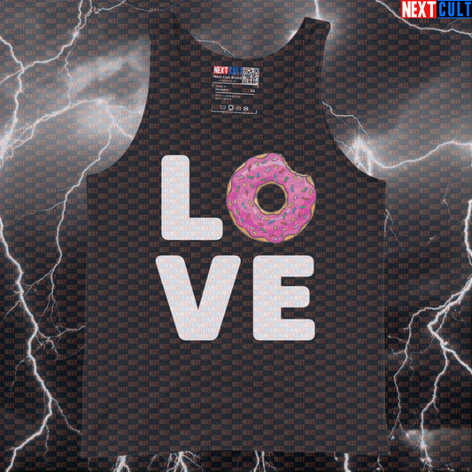 I Love Donuts Funny Gym Tank Top - Valentine's Day Fitness Donut Vest Muscle Shirt Tank Tops Bodybuilding Bulking Donuts Fast Food Fitness Gym Valentine's Day Workout Next Cult Brand