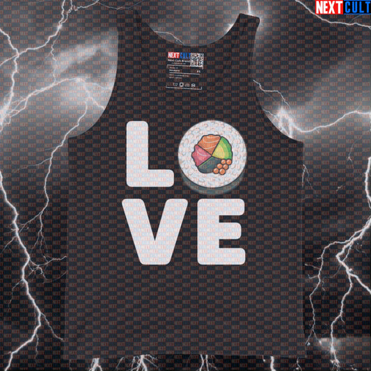 I LOVE SUSHI Gym Tank Top | Funny Foodie Workout Muscle Shirt Tank Tops Bodybuilding Bulking Fast Food Fitness Gym Valentine's Day Workout Next Cult Brand