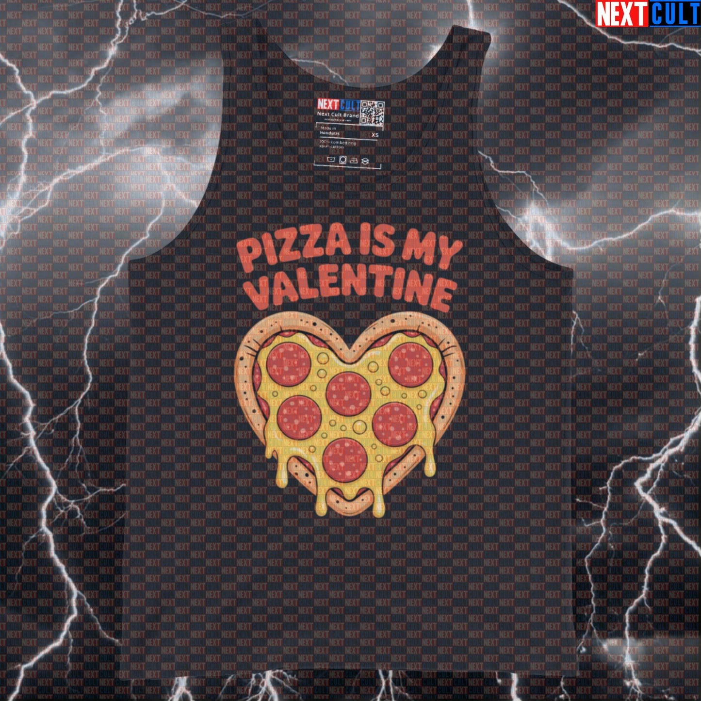 Pizza Is My Valentine Funny Gym Tank Top - Pizza Lover Valentine's Day Vest Muscle Shirt Tank Tops Bodybuilding Bulking Fast Food Fitness Gym Pizza Valentine's Day Workout Next Cult Brand