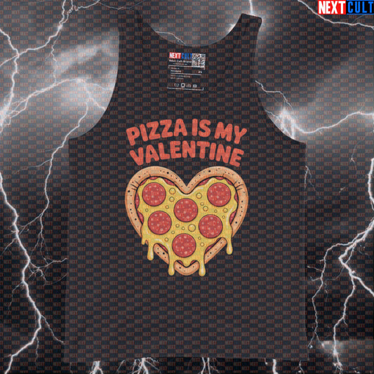 Pizza Is My Valentine Funny Gym Tank Top - Pizza Lover Valentine's Day Vest Muscle Shirt Tank Tops Bodybuilding Bulking Fast Food Fitness Gym Pizza Valentine's Day Workout Next Cult Brand