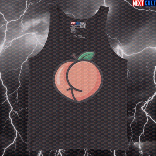 I Love Booty Peach Funny Gym Tank Top - Valentine's Leg Day Meme Vest Muscle Shirt Tank Tops Bodybuilding Fast Food Fitness Gym Leg Day Powerlifting Valentine's Day Workout Next Cult Brand