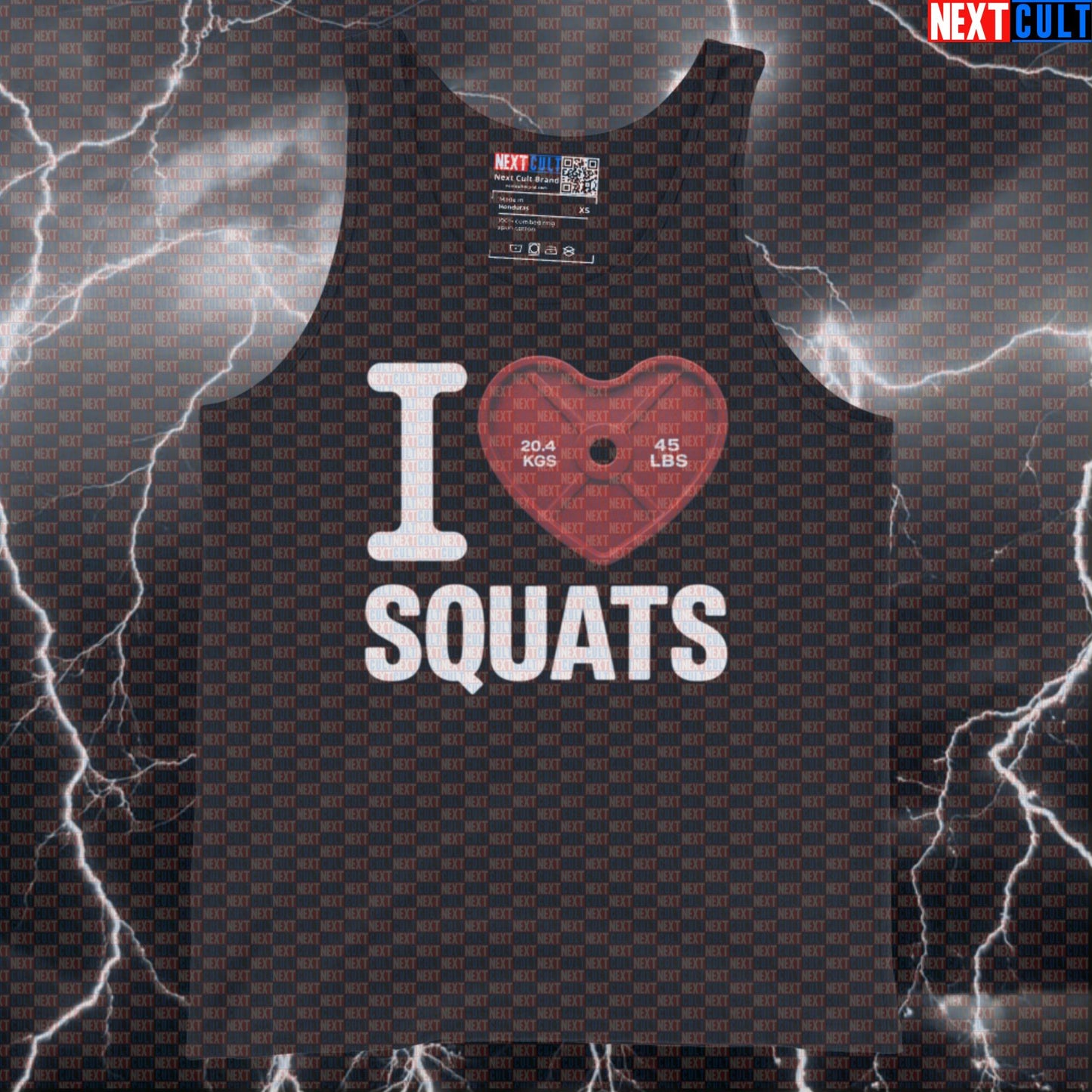 I Love Squats Funny Gym Tank Top | Valentine's Leg Day Muscle Shirt for Lifters Tank Tops Bodybuilding Fitness Gym Leg Day Powerlifting Valentine's Day Workout Next Cult Brand
