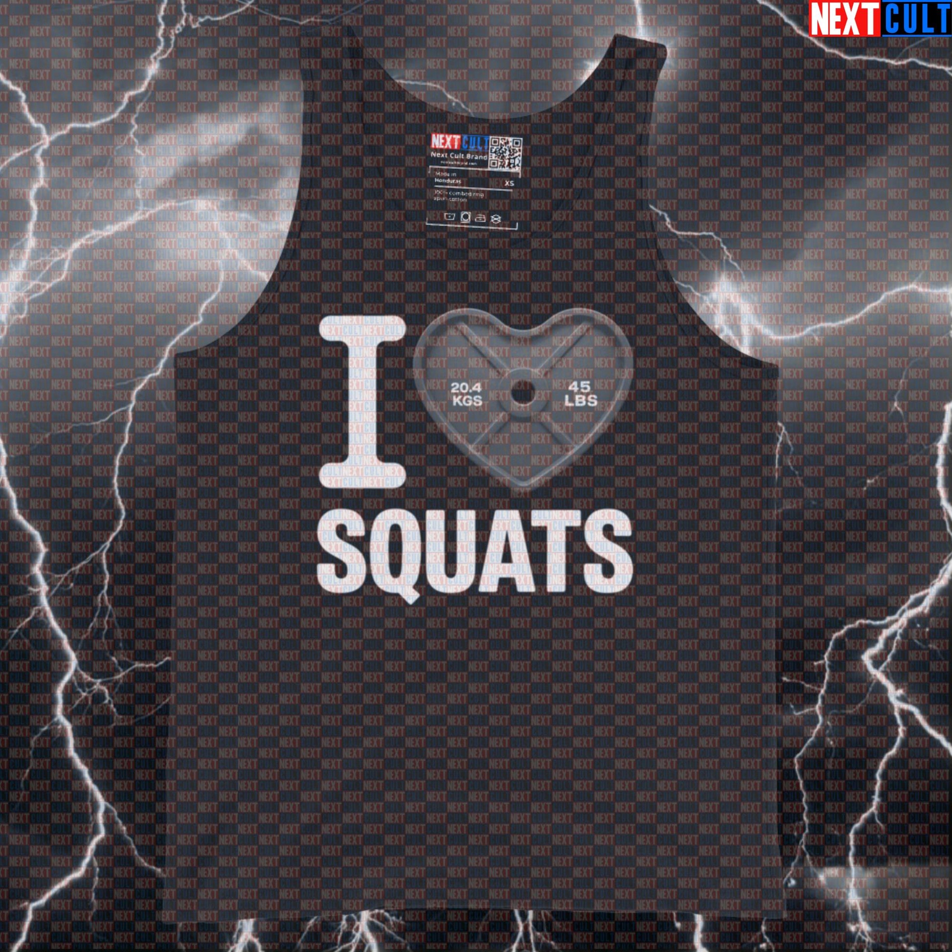 I Love Squats Gym Tank Top | Funny Valentine's Leg Day Muscle Shirt for Lifters Tank Tops Bodybuilding Fitness Gym Leg Day Powerlifting Valentine's Day Workout Next Cult Brand