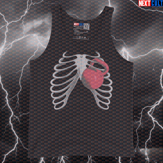 Kettlebell Heart X-Ray Funny Gym Tank Top - Valentine's Workout Vest Muscle Shirt Tank Tops Fitness Gym Kettlebell Valentine's Day Workout Next Cult Brand