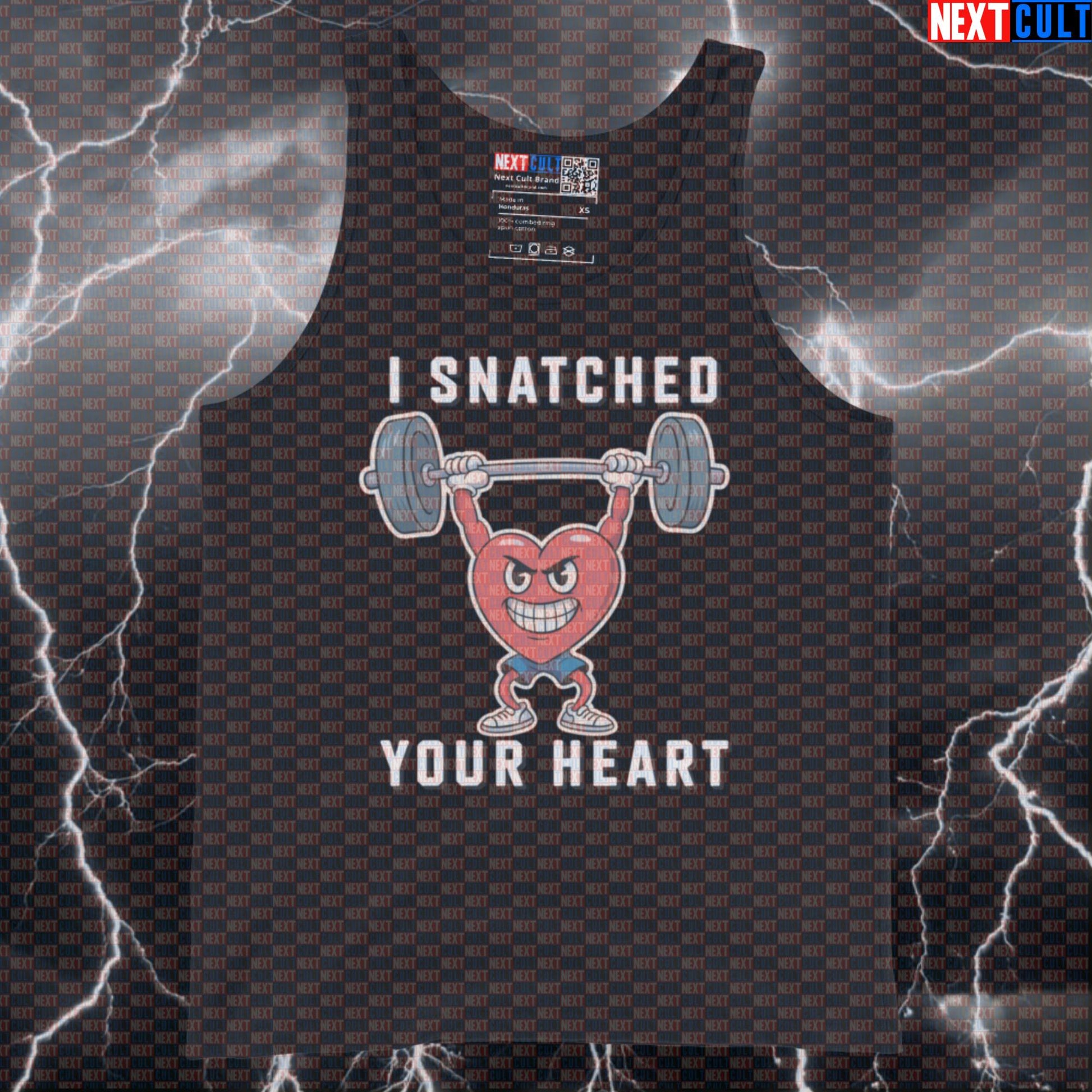 I Snatched Your Heart Funny Valentine's Gym Tank Top - Olympic Weightlifting Meme Muscle Shirt Tank Tops Fitness Gym Olympic Weightlifting Valentine's Day Workout Next Cult Brand