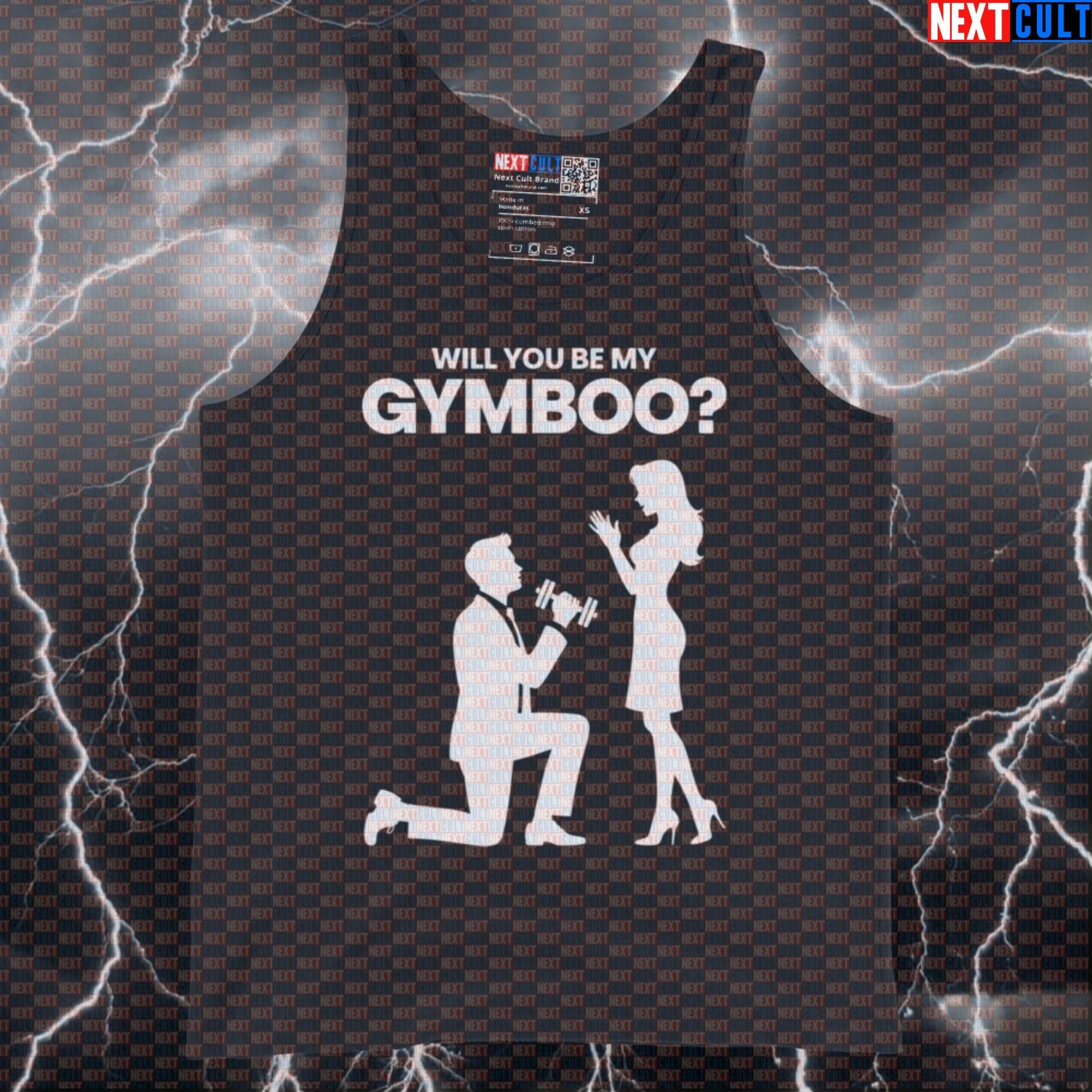 Will You Be My Gymboo? Funny Gym Proposal Muscle Tank Top For Valentine's Day Tank Tops Bodybuilding Fitness Gym Powerlifting Valentine's Day Workout Next Cult Brand